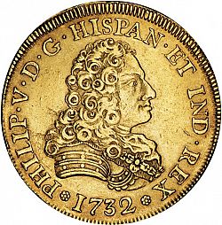 Large Obverse for 8 Escudos 1732 coin