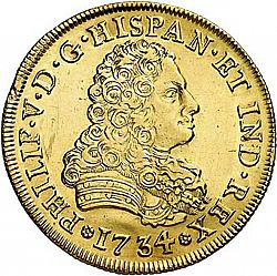 Large Obverse for 8 Escudos 1734 coin