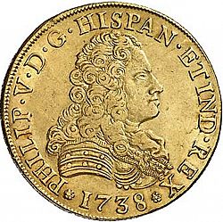 Large Obverse for 8 Escudos 1738 coin
