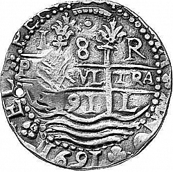 Large Obverse for 8 Reales 1691 coin