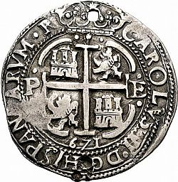 Large Reverse for 8 Reales 1671 coin