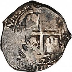 Large Reverse for 8 Reales 1673 coin