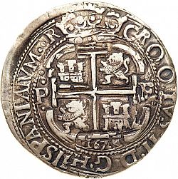 Large Reverse for 8 Reales 1674 coin