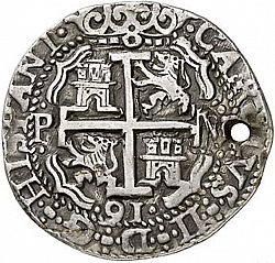 Large Reverse for 8 Reales 1691 coin