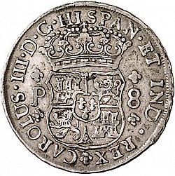 Large Obverse for 8 Reales 1763 coin