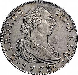 Large Obverse for 8 Reales 1773 coin