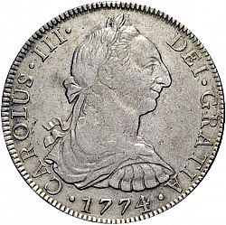 Large Obverse for 8 Reales 1774 coin
