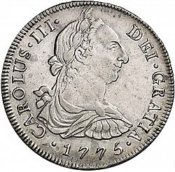 Large Obverse for 8 Reales 1775 coin