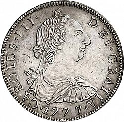 Large Obverse for 8 Reales 1777 coin