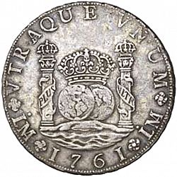Large Reverse for 8 Reales 1761 coin