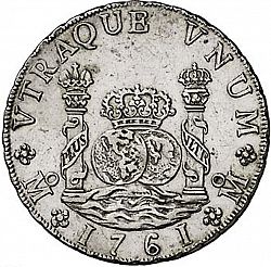 Large Reverse for 8 Reales 1761 coin