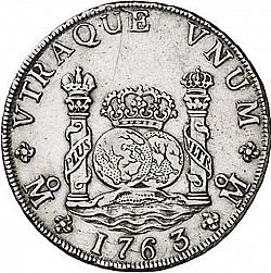 Large Reverse for 8 Reales 1763 coin