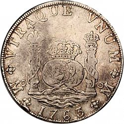 Large Reverse for 8 Reales 1763 coin