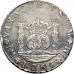 Large Reverse for 8 Reales 1764 coin