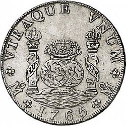 Large Reverse for 8 Reales 1765 coin