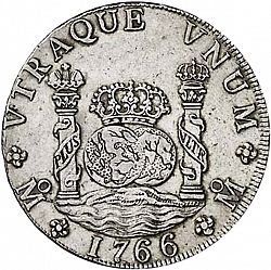 Large Reverse for 8 Reales 1766 coin