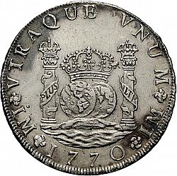 Large Reverse for 8 Reales 1770 coin