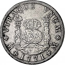 Large Reverse for 8 Reales 1771 coin