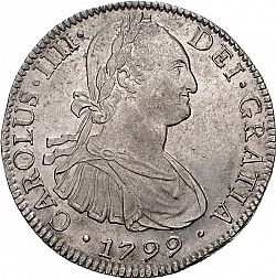 Large Obverse for 8 Reales 1799 coin