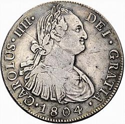 Large Obverse for 8 Reales 1804 coin