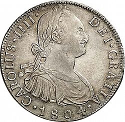 Large Obverse for 8 Reales 1804 coin