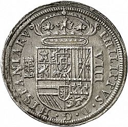 Large Obverse for 8 Reales 1590 coin