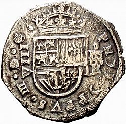 Large Obverse for 8 Reales 1623 coin