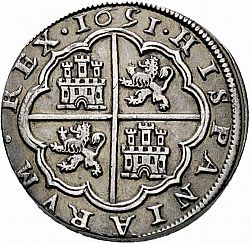 Large Reverse for 8 Reales 1651 coin