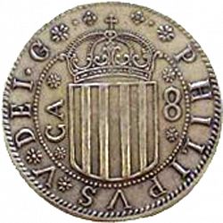 Large Obverse for 8 Reales 1707 coin