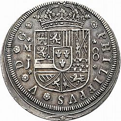 Large Obverse for 8 Reales 1710 coin