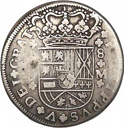 Large Obverse for 8 Reales 1718 coin