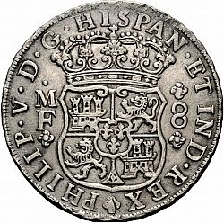 Large Obverse for 8 Reales 1744 coin
