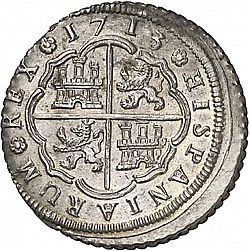 Large Reverse for 8 Reales 1713 coin