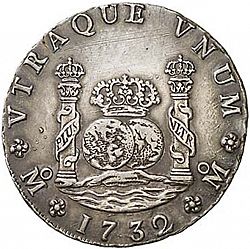 Large Reverse for 8 Reales 1732 coin