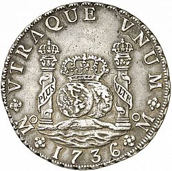 Large Reverse for 8 Reales 1736 coin