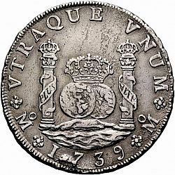 Large Reverse for 8 Reales 1739 coin