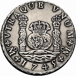 Large Reverse for 8 Reales 1745 coin