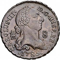 Large Obverse for 8 Maravedies 1785 coin
