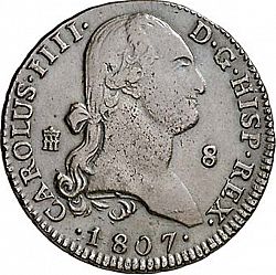 Large Obverse for 8 Maravedies 1807 coin