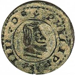 Large Obverse for 8 Maravedies 1664 coin