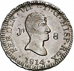 Large Obverse for 8 Maravedies 1814 coin