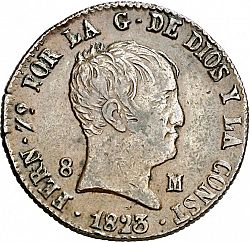 Large Obverse for 8 Maravedies 1823 coin