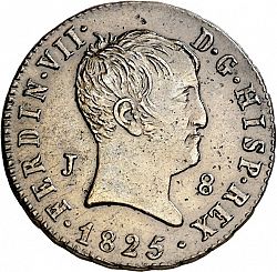Large Obverse for 8 Maravedies 1825 coin