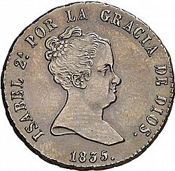 Large Obverse for 8 Maravedies 1835 coin