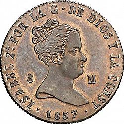 Large Obverse for 8 Maravedies 1837 coin