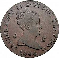 Large Obverse for 8 Maravedies 1844 coin