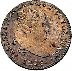 Large Obverse for 8 Maravedies 1846 coin