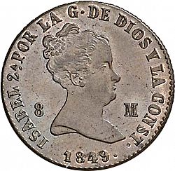 Large Obverse for 8 Maravedies 1849 coin