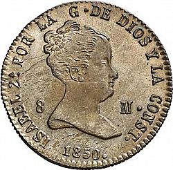 Large Obverse for 8 Maravedies 1850 coin
