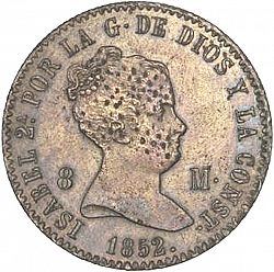 Large Obverse for 8 Maravedies 1852 coin